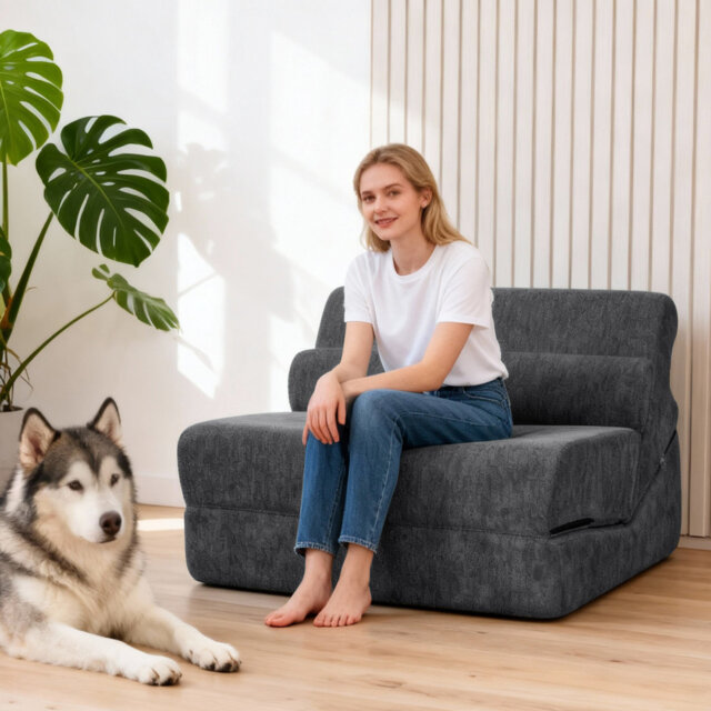 Compressed Sofa Bed - Fold-out Curved Bed Chair One Seater