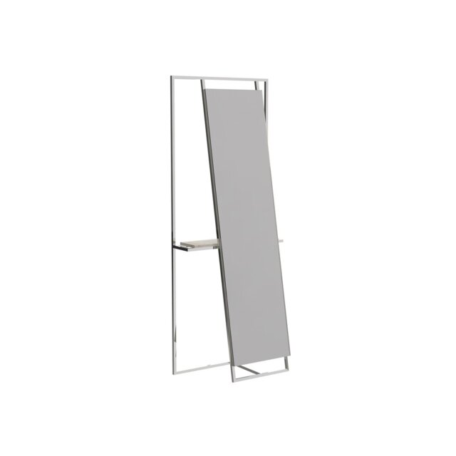 Euclid Stainless Steel Flat Floor Mirror with Shelves