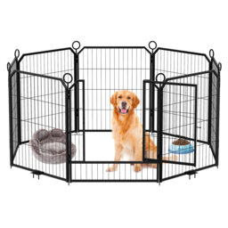 "8-Panel Metal Dog Playpen – 40"" Tall Portable Pet Exercise Pen with Gate, Heavy Duty Collapsible Fence for Indoor/Outdoor Use – Ideal for Small Dogs,"