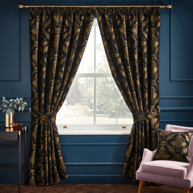 Shiraz Pencil Pleat Room Darkening Curtain Pair