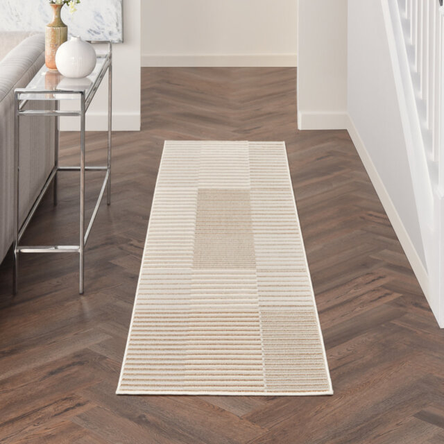 Breux Striped BrownBeigeLight Grey Area Rug