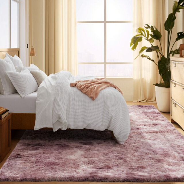 Adeolu Solid Colour Machine Woven LILAC Area Rug