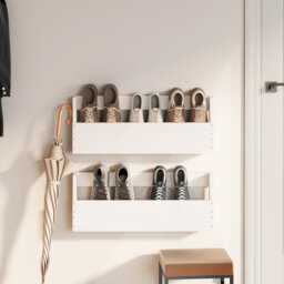 Bowmin Wall-mounted Shoe Racks Shoe Storage Shoe Shelf 2 pcs Solid Wood Pine
