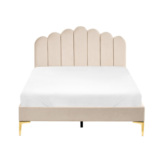 Bed Velvet SAUVIAN 180 x 200 cm (EU Super King) Beige