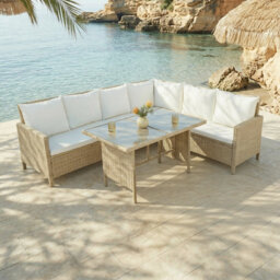 Alia Outdoor Rattan Corner Sofa And Table Set