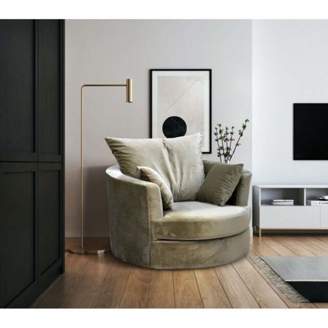 Curwood Upholstered Swivel Barrel Chair