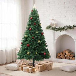 Artificial Christmas Tree with Remote Control Green Holiday Tree for Living Room Office Party Decoration, Premium Hinged Artificial Pine Lighted Holid