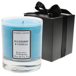 Blueberry & Vanilla Scented Jar Candle with Glass Holder
