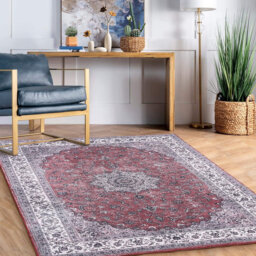 Anti-Slip Machine Washable Low Pile Vintage Area Rug, Gray-black, 120*170cm
