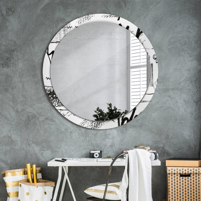 Huldar Round Glass Framed Wall Mounted Accent Mirror in White
