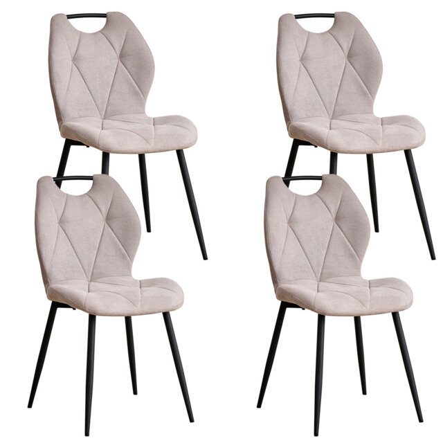 Dining Chairs - Contemporary Dining Chair - Comfortable Linen Dining Chairs - Metal Legs