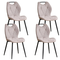 Dining Chairs - Contemporary Dining Chair - Comfortable Linen Dining Chairs - Metal Legs