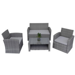 Compact 4-Seater Garden Sofa Set with 2-Seater Sofa, Chairs and Coffee Table