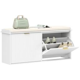 HOMCOM Shoe Bench, Padded Seat Cushion, Flip-Drawer, 104x26x47.5cm, Green