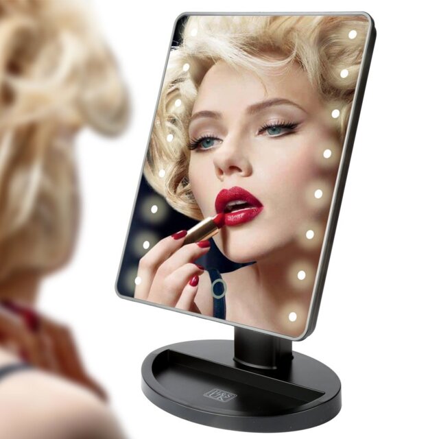 Makeup Mirror With Light/LED Light Up Mirror/Vanity Mirror With Lights / 10X Magnifying Round Make Up Mirror LED Lighted Illuminated Cosmetic Mirror W