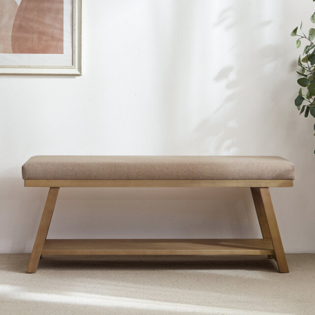 "Hahnville 45.3"" W Polyester Upholstered Storage Bench"