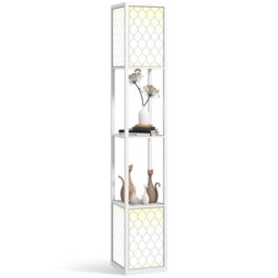 HOMCOM Floor Lamp with Shelves Tall Standing Lamp Dual Light