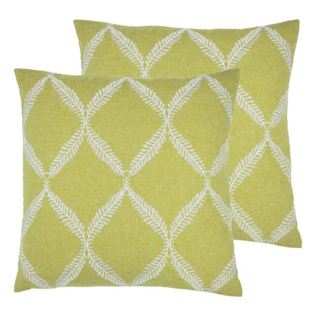 Paoletti Embroidered Lattice Feather Filled Cushion Twin Pack