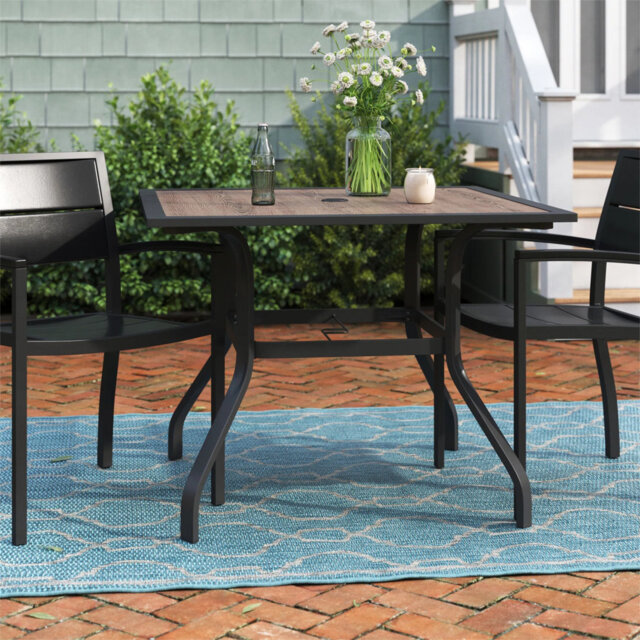 Square Outdoor with Umbrella Hole Dining Table - 94 cm W 94 cm D