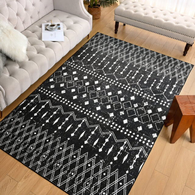 Large Living Room Area Rug Soft Boho Moroccan Farmhouse Rugs