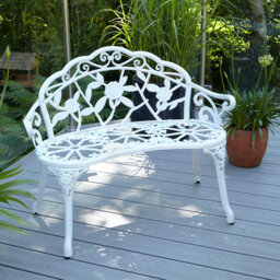 Rose Ornate Detail Metal Outdoor Garden Bench