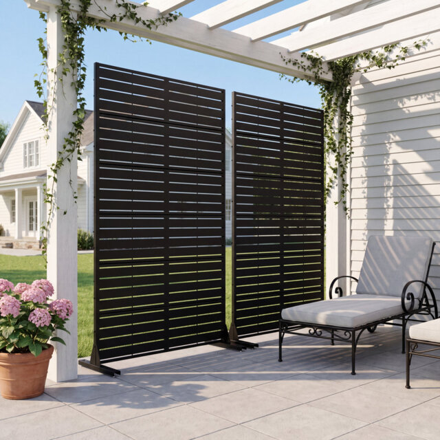 183cm H Freestanding Metal Room Divider Decorative Privacy Screen Garden Lattice Panel Trellis for Patio, Balcony, Backyard, Pool, Indoor Room
