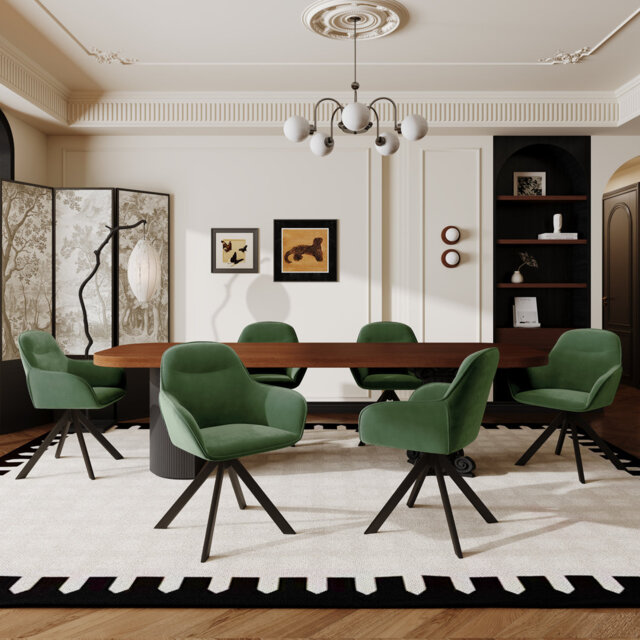 48.5cm H Swivel Upholstered Dining Chairs- Ergonomic Back
