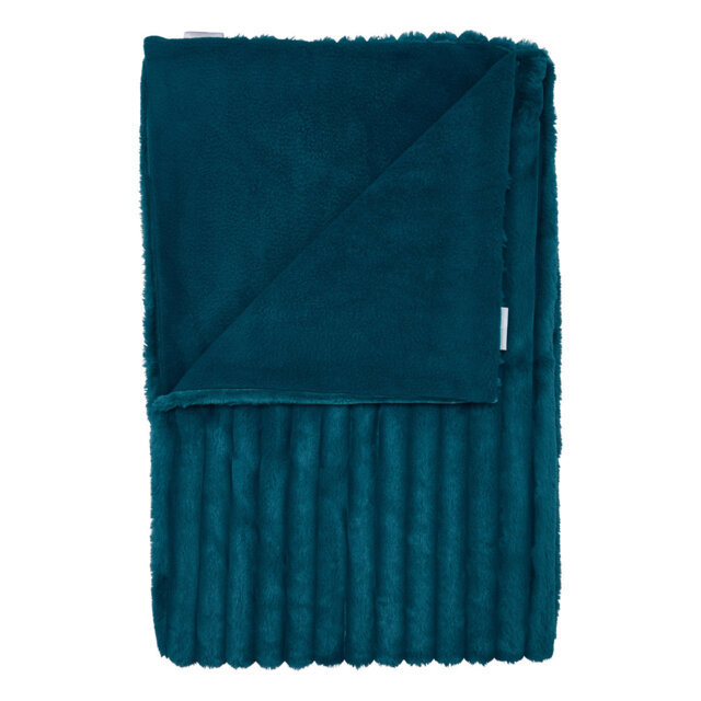Cosy Ribbed Faux Fur Blanket Throw