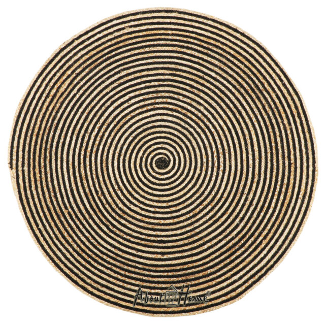 Round Striped Hand Woven Indoor / Outdoor Area Rug