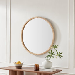 Judy Solid Wood Circular Hallway Wall Mirror - Classic Mid Century Design