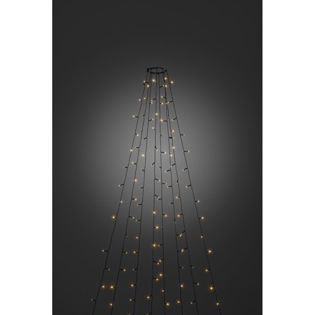 Twinkling Amber LED Christmas Tree Lights - 240 LEDs, 8 Strings, Green Wire, 240cm