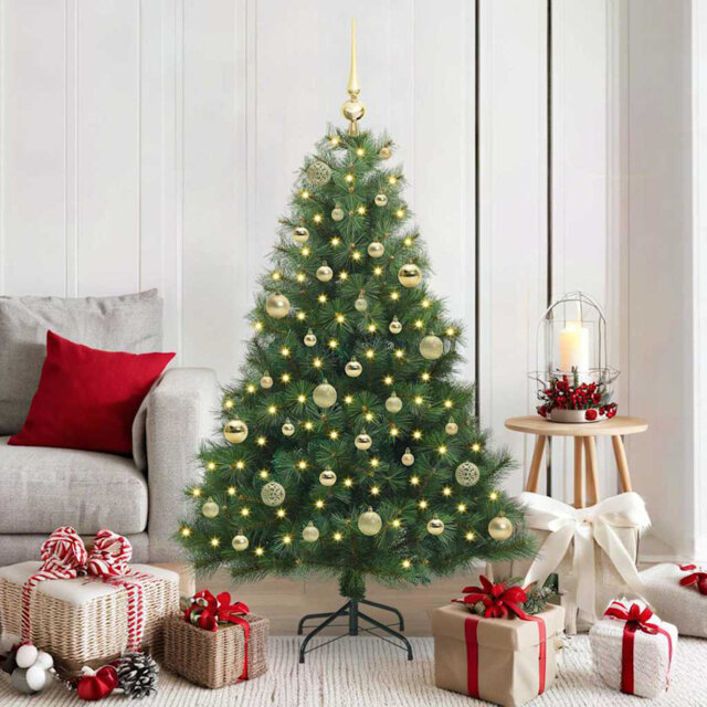 Artificial Christmas Tree with 150 LEDs Green PE and PVC