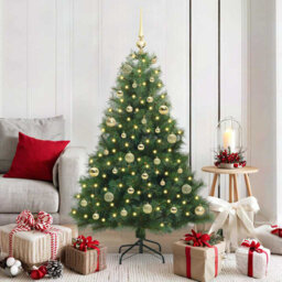 Artificial Christmas Tree with 150 LEDs Green PE and PVC