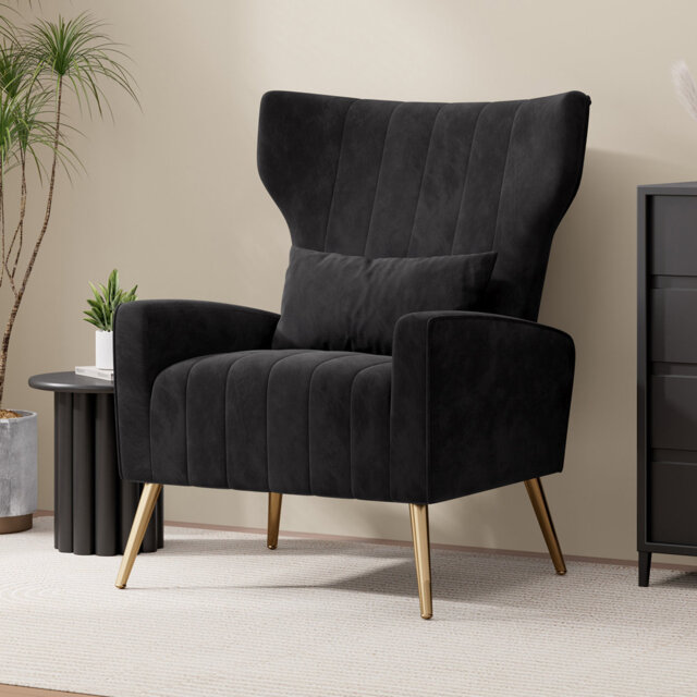 52cm Wide Elegant High-Back Armchair with Metal Legs Ideal Lounge Chair for Living Room & Bedroom