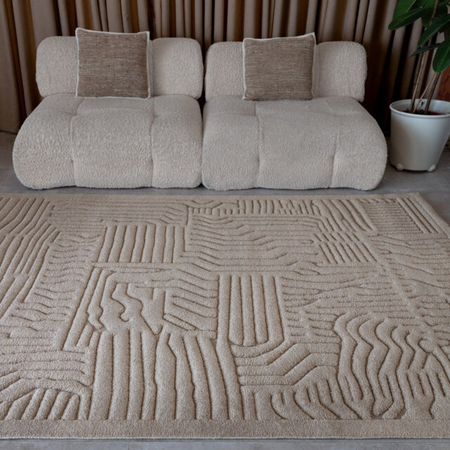 Natural Modern Abstract Anti-Shed Stain Resistant Rug For Living Room And Bedroom