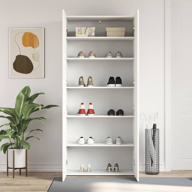 Shoe Cabinet With Door 80 X 35.5 X 180 Cm Engineered Wood