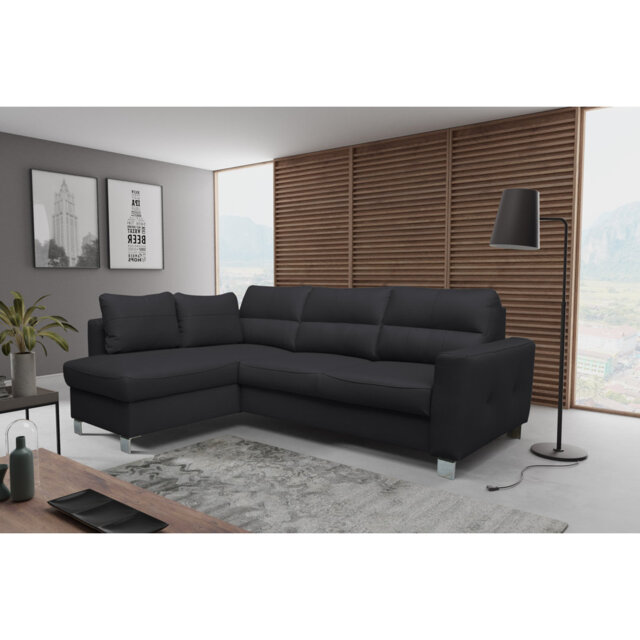 Birdell Leather Corner Sofa with Sleeping Function and Box