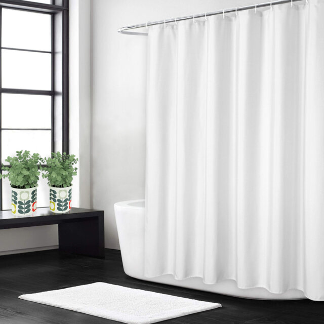 Luxury Robust Flax Linen-Look Shower Curtain for Stalls - 240GSM Waterproof Washable Fabric with Hooks - Form Resistant - Brown, 72x84 Inch