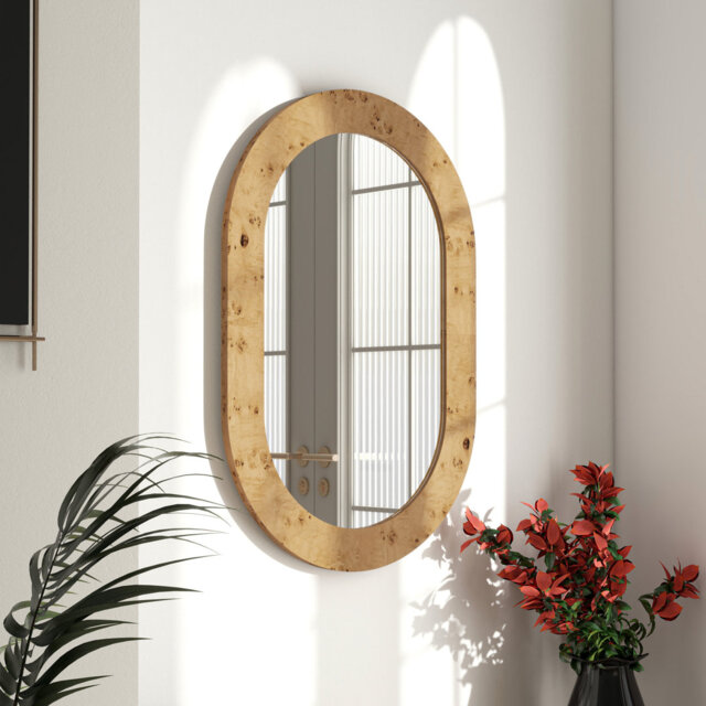 ShyfoyWall Mirror Oval Solid Wood Mirror 60x90CM