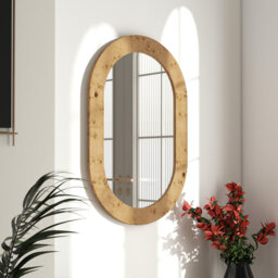 ShyfoyWall Mirror Oval Solid Wood Mirror 60x90CM