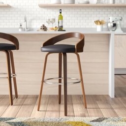 Swivel Upholstered Counter Stool with Solid Wood Frame