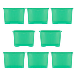 Wham Crystal 80L Plastic Storage Boxes Pack of 8 Tint Leprechaun Green