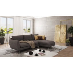 Modern L-Shape Corner Sofa Kimo with Silver Metal Legs