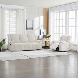Verona 3+1 Jumbo Cord Manual Recliner Sofa Set (Beige)
