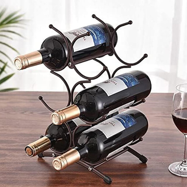 Countertop Wine Rack, Pantry Wine Rack, Can Hold 6 Bottles, Countertop Stainless Steel Metal Wine Storage Rack