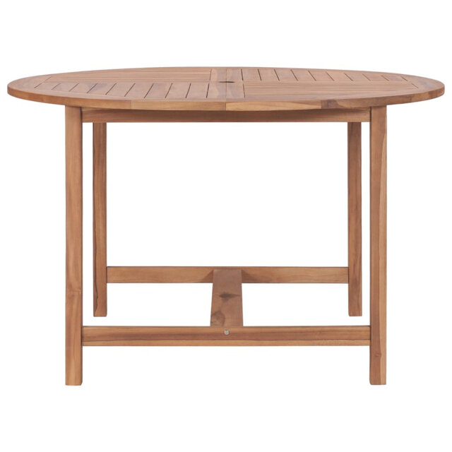 Hannedore Round Teak Solid Wood Outdoor with Umbrella Hole Dining Table