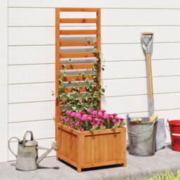 Wood Raised Garden Bed With Trellis 123Cm Tall Elevated Planter Box-Natural
