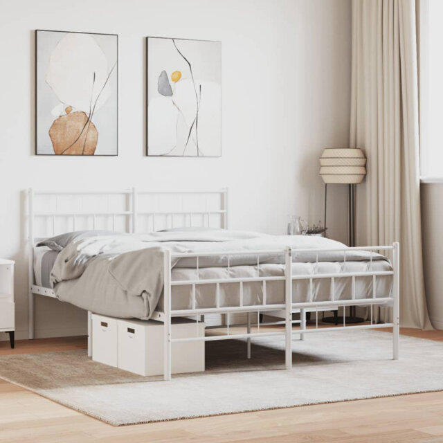 Vidaxl Metal Bed Frame With Headboard And Footboard