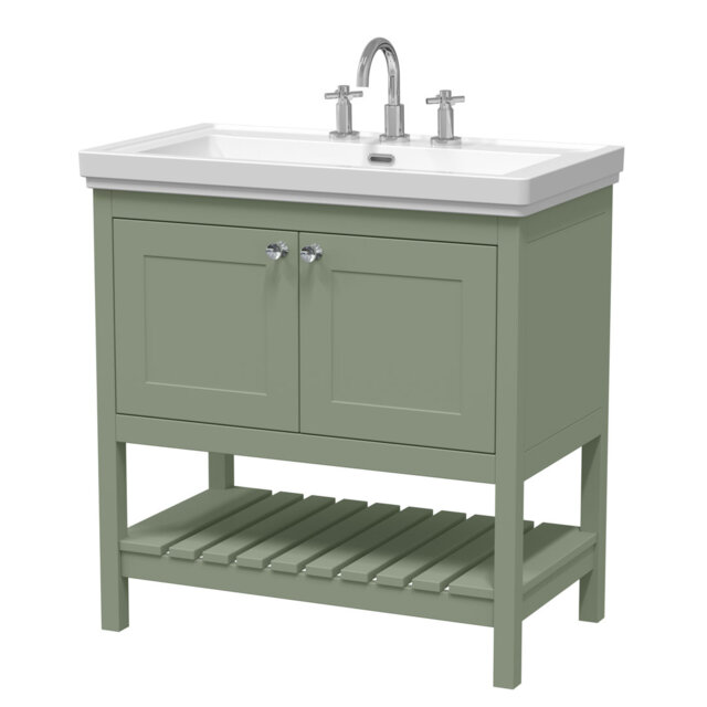 Bexley 800mm Free Standing Single Bathroom Vanity with Fireclay Top