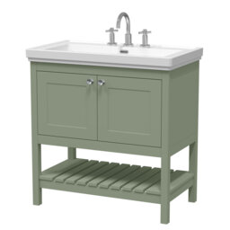 Bexley 800mm Free Standing Single Bathroom Vanity with Fireclay Top